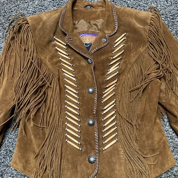 Cripple Creek Golden Tan Suede Leather Fringe Jacket Size Small Western - Picture 2 of 10